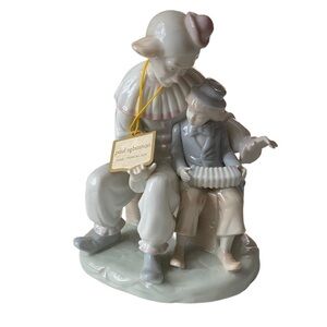 Vtg Porcelain “Friendship” Clown Boy Accordion Lesson by Paul Sebastian 7”x6”x4”